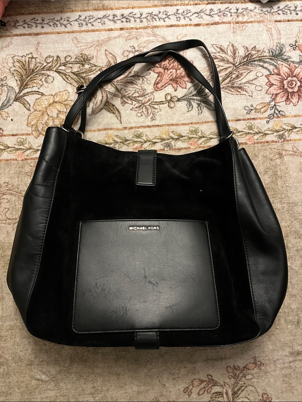 Michael Kors black leather and suade Women's Tote - Picture 2 of 11